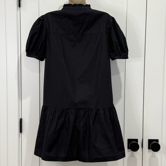 French Connection Poplin Mini Dress Organic Cotton Puff Short Sleeve Black Small - Picture 9 of 14